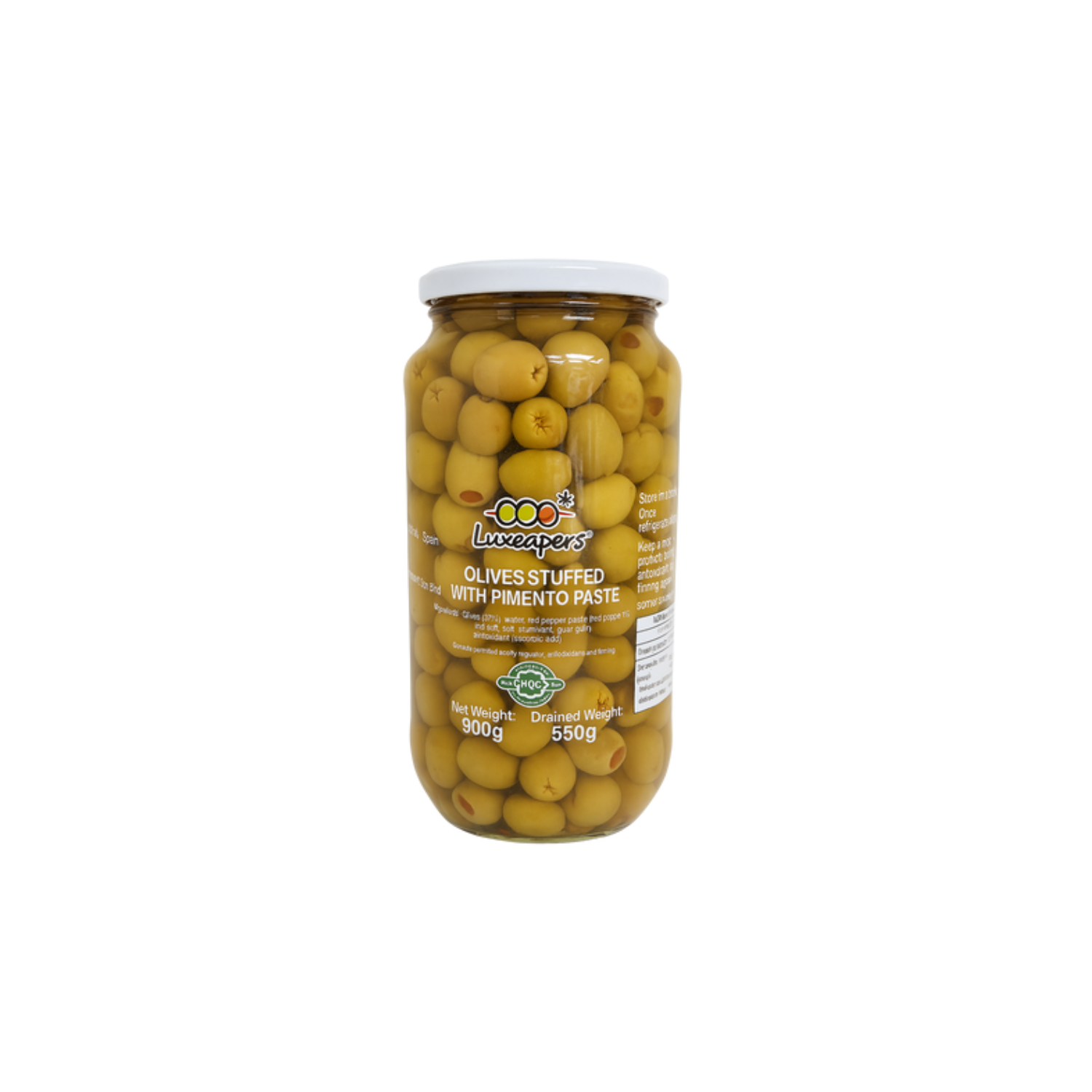 LUXEAPERS GREEN STUFFED OLIVES W/ PIMENTO